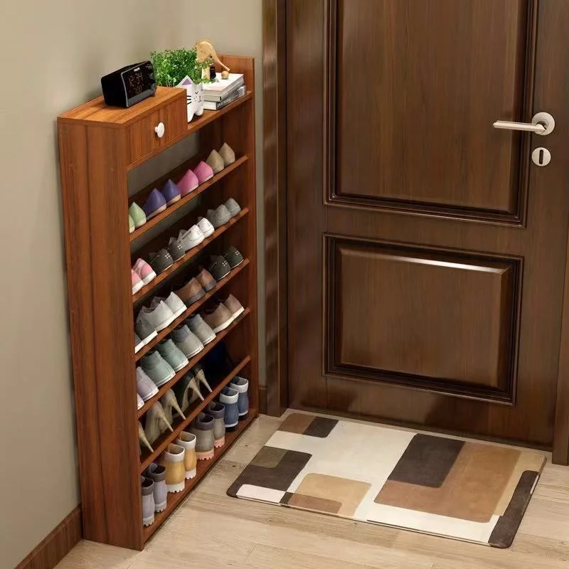 Home Furniture Customization Simple Portable Wood Slant  Plate Designs Shoe Rack for Bedroom