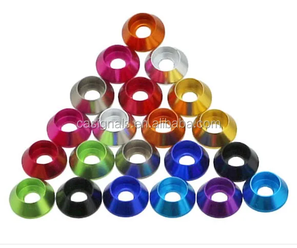 OEM Decorative Metal Conical Or Taper Cup Washer, Color Anodized Aluminum Cone Shaped Concave Mini Countersunk Washer