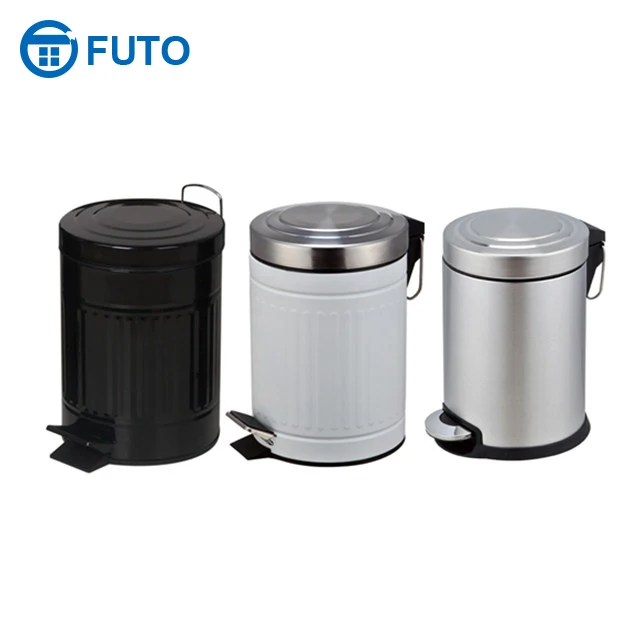 Эпоксидная круглая корзина с педалью, мусорная корзина из нержавеющей стали-ступенчатый корзина для мусора и переработки для кухни, ванной и офиса