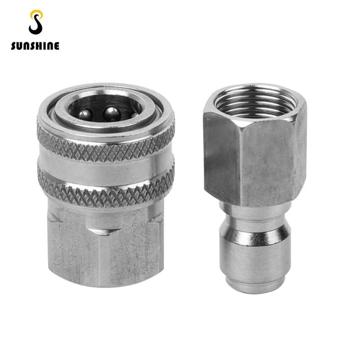 SS 4000PSI Car Washing Stainless Steel Pressure Washer Adapter Set BSP 3/8 Inch Female Quick Connect Plug And Socket Adaptor