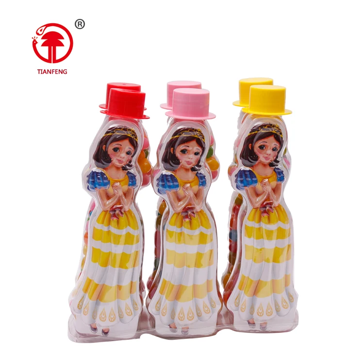Princess bottle colorful soft mixed fruit flavour jelly sweet bean candy