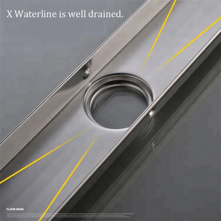 Strip Floor Drain 304 Stainless Steel Odor-resistant With Tile Insert Grate Invisible Shower Drain Brushed Nickel