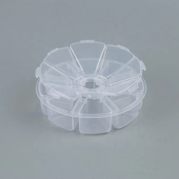 Excellent quality 8 grid round Diy diamond jewelry plastic box
