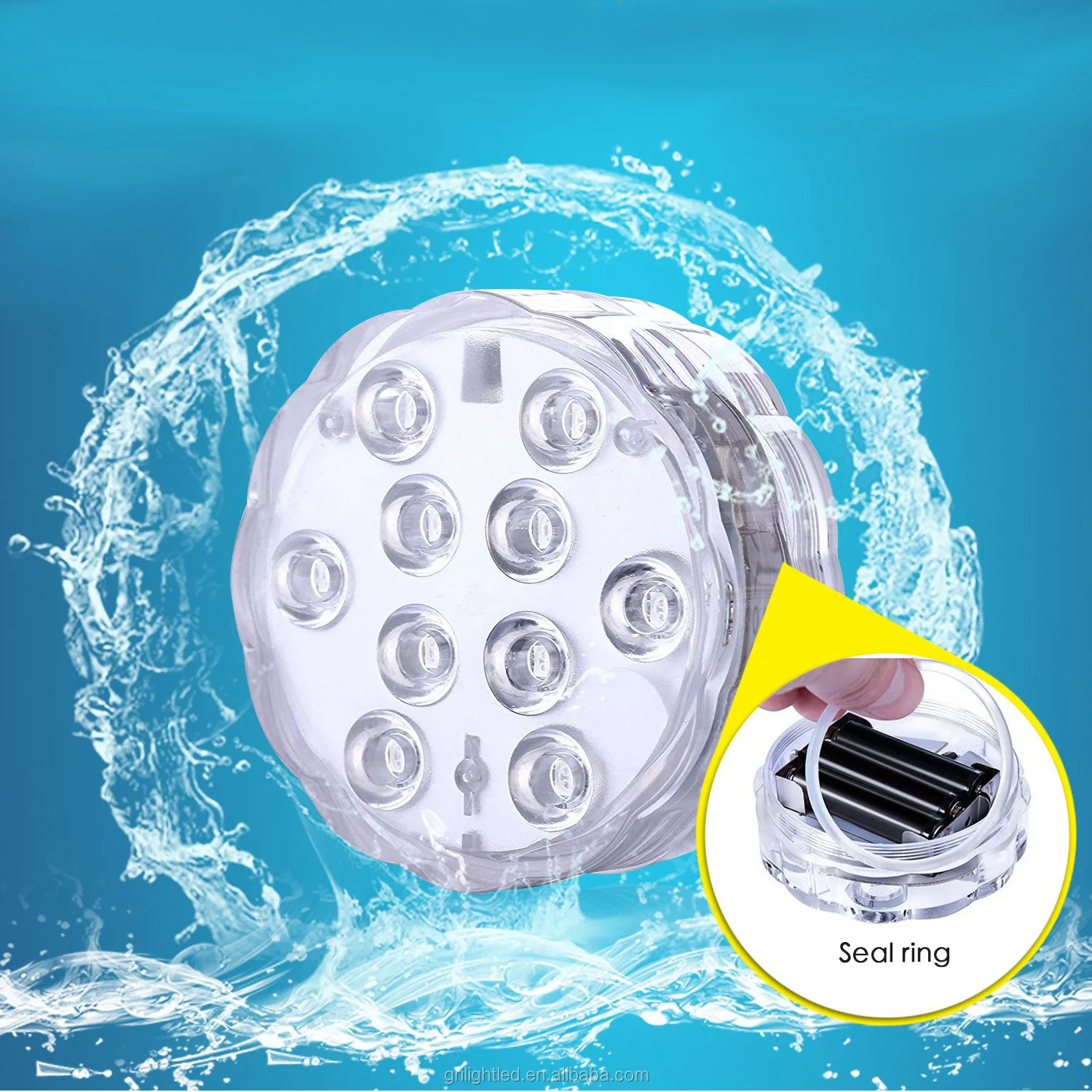 10leds Hookah Led Light Submersible Led Light Home Decoration Customized Logo Remote Control RGB Round Shape Outdoor Activity