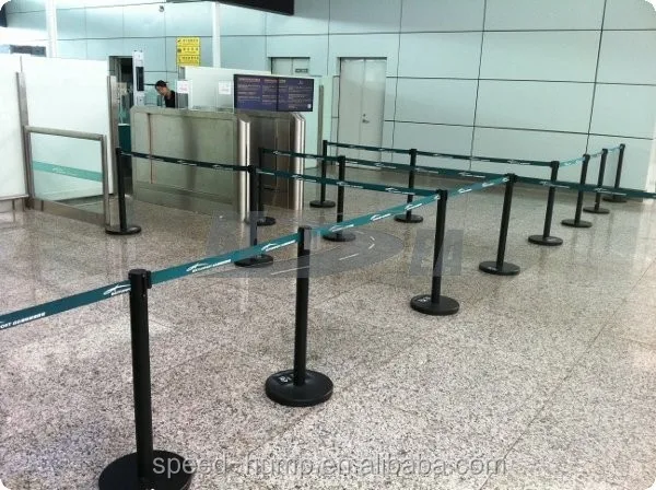 Colored Plastic Retractable Belt Queue Barricade Stand