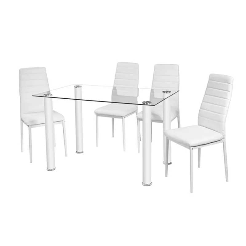 Rectangle Glass and metal round dining table with rotating center