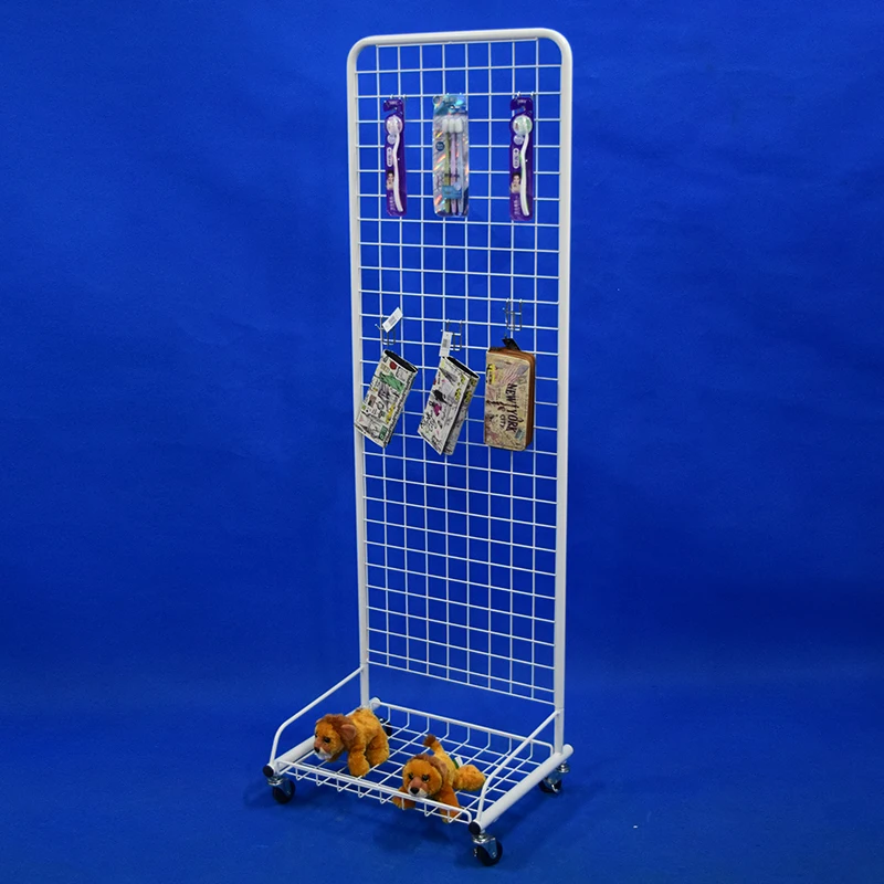 supermarket merchandise display iron steel grid wire wall panel steel tubular frame universal retail metal stand fixture