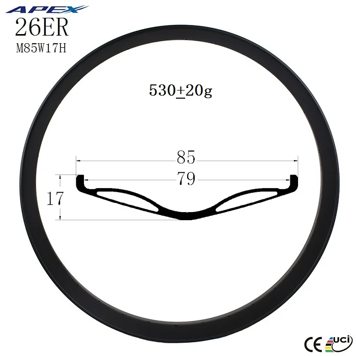 Wholesales 26ER 65mm wide Bicycle carbon Fat bike rims for snow bike
