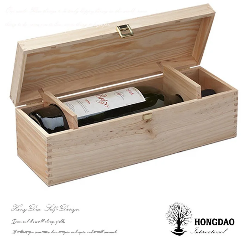 
HONGDAO Wholesale Unfinished 3 Bottle Wooden Wine Box,wooden gift box wine storage holder 