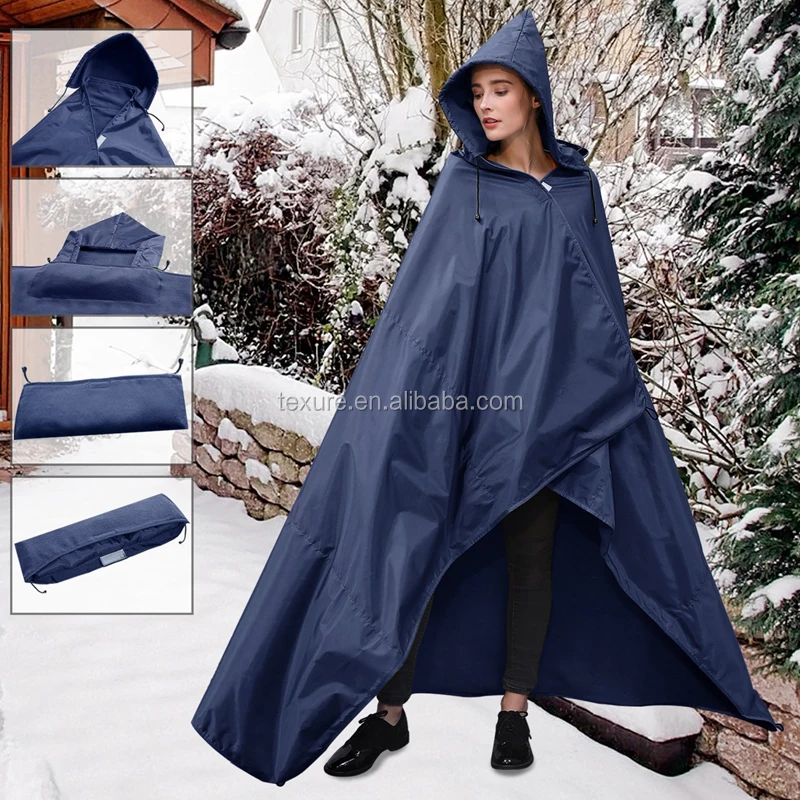 4-in-1 All-Purpose Outdoor Hooded Blanket, Stadium Cushion, Rain Poncho
