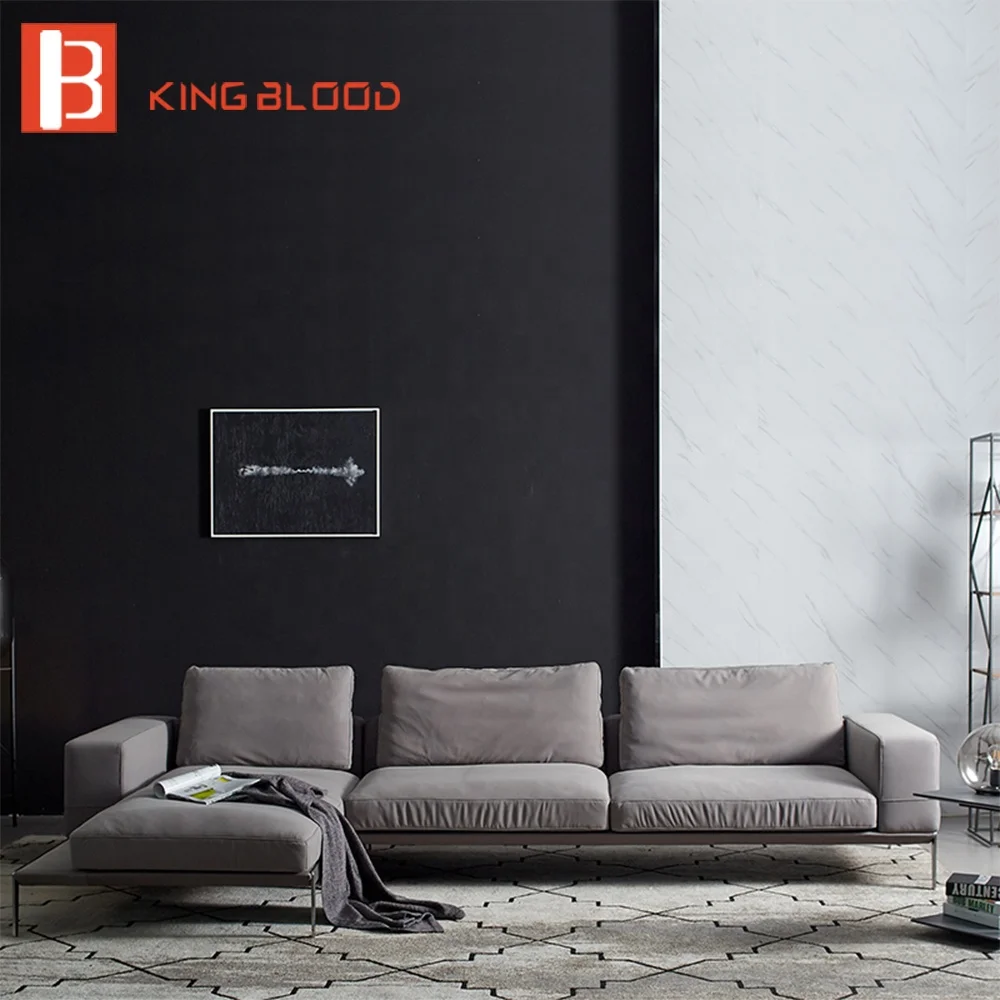 latest design living room sofas luxury furniture corner fabric genuine nubuck leather sofa set