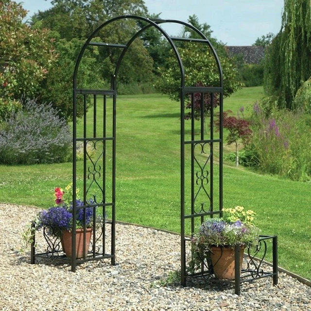 
Unique vintage economical type wrought iron metal wedding garden arch with gate for plants climbing 