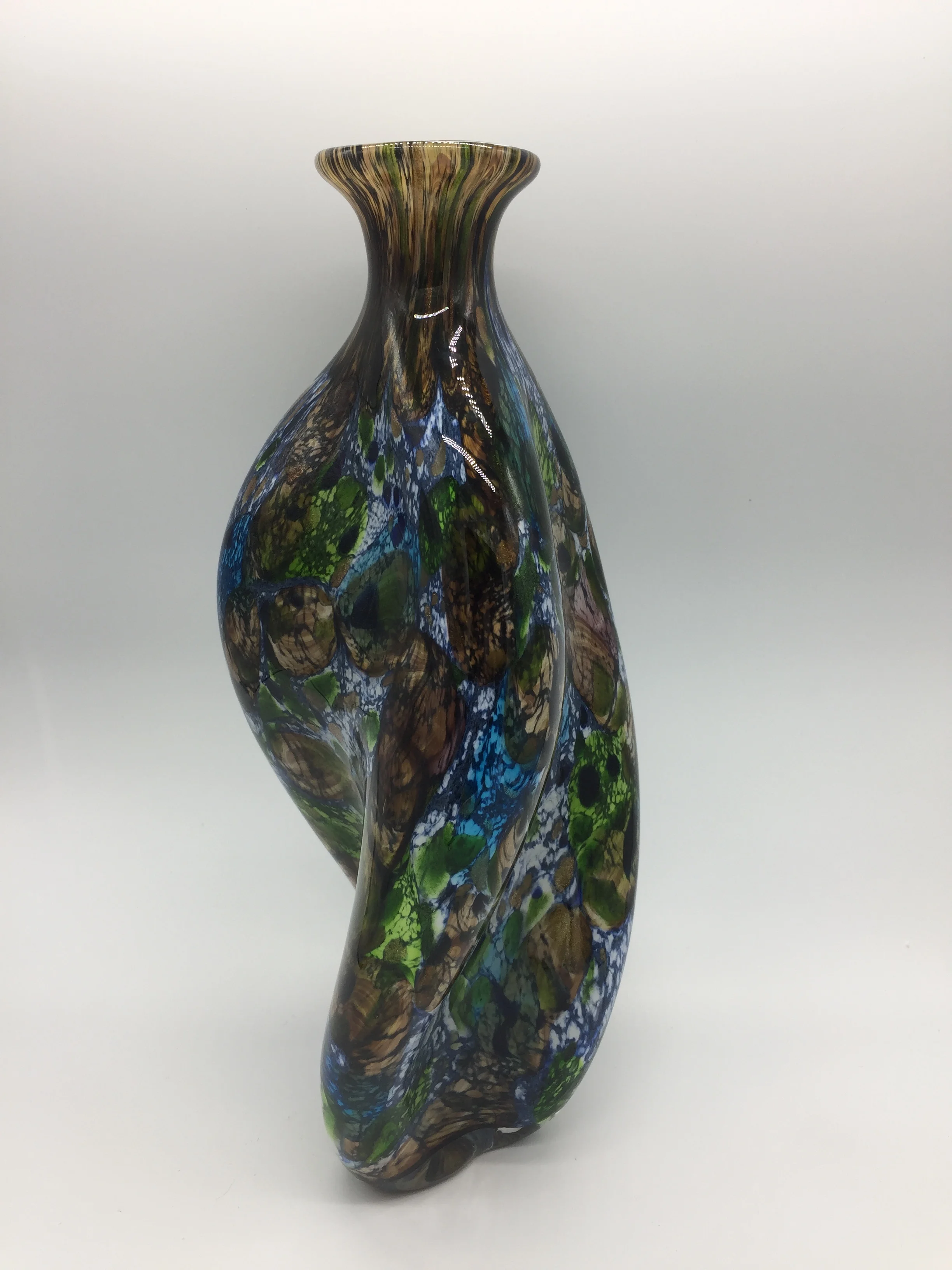 Folk Art Murano Decorative Glass Vase for Home Decor