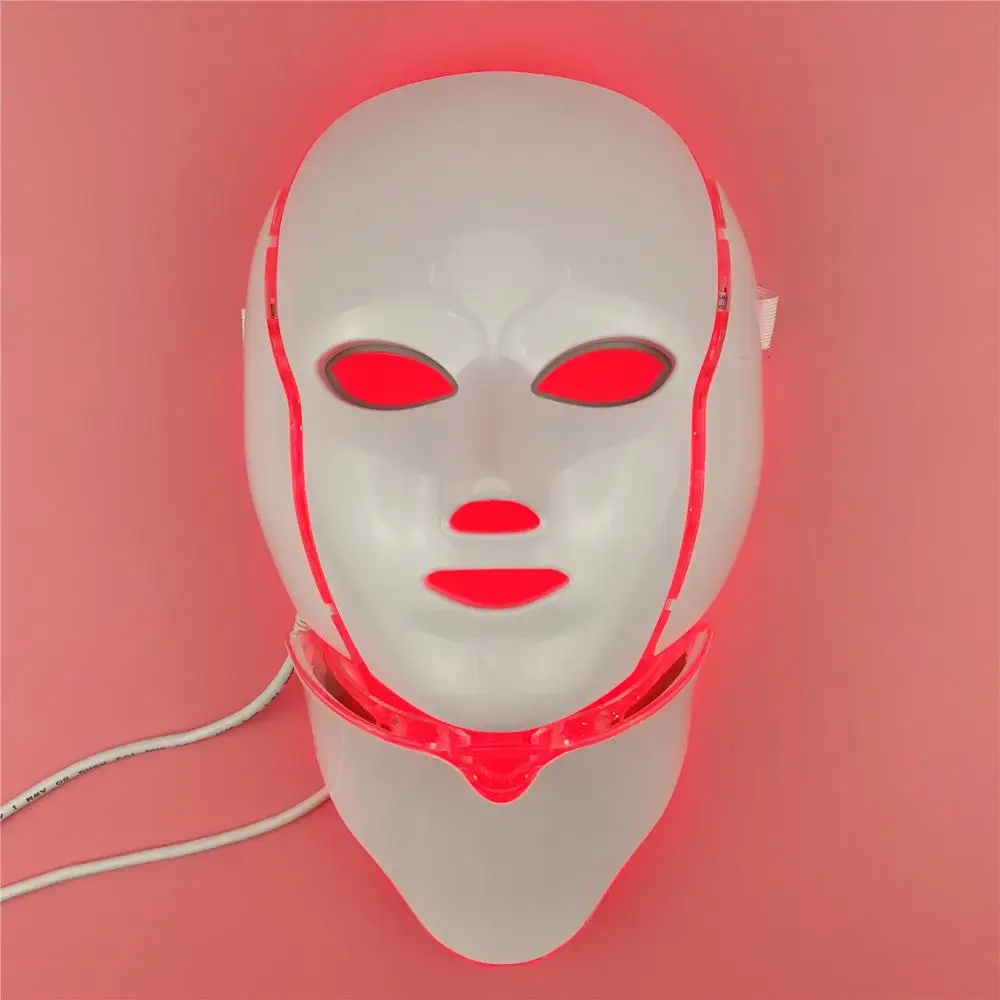 
7 Colors Neck Face Skin Rejuvenation Therapy Wrinkles LED Photon PDT Light Mask 