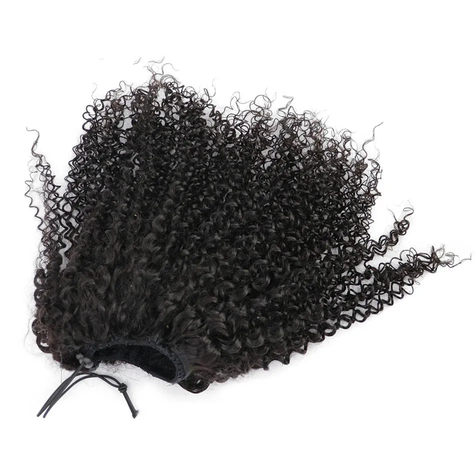 
Wholesale price factory Afro kinky curly human hair extension Ponytail virgin hair Natural hair extensions wigs For women 