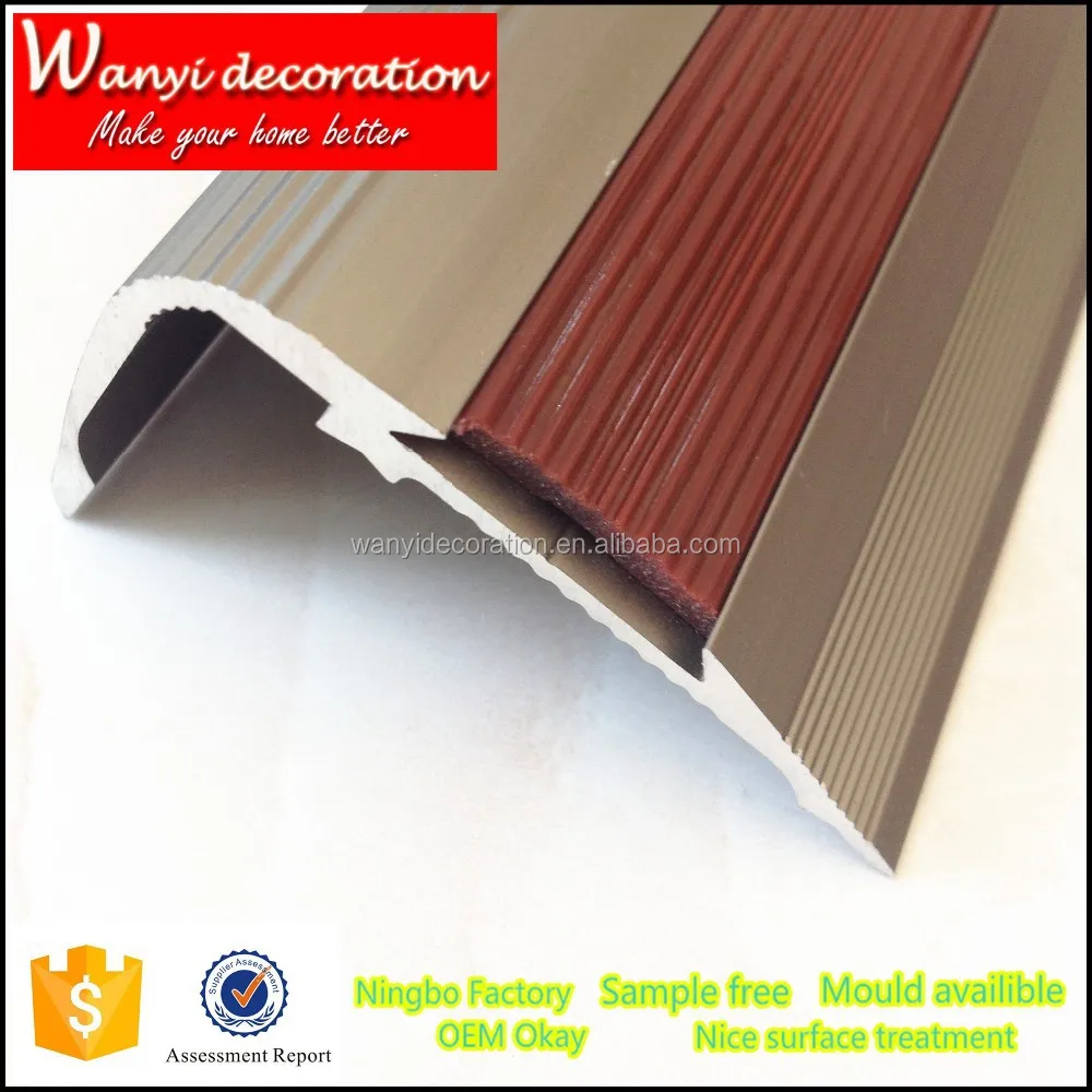 Aluminum and rubber floor trim, stair tread
