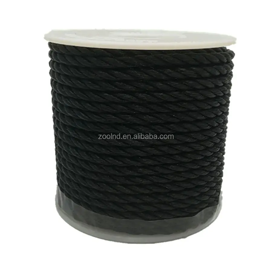 High Tenacity Nylon Multifilament Rope Black 3 Strands Nylon Twisted Rope