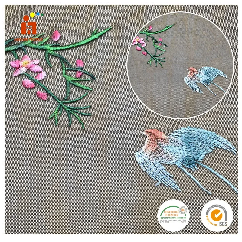 Hot sale fancy design dubai beautiful flower net embroidery fabric