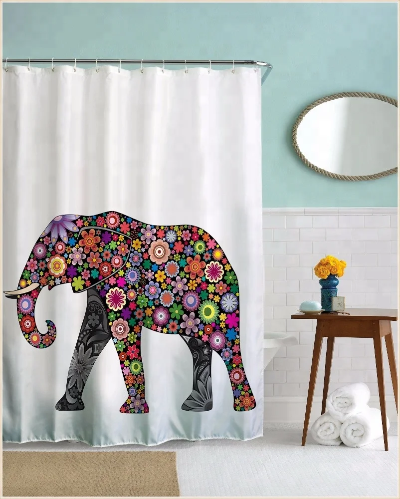 Animal design digital printing decorative shower curtain 3d model