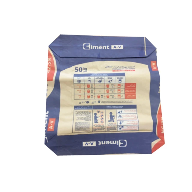 Kraft paper block bottom valve port bag for packing cement concrete chemical fertilizer 25kg 20kg