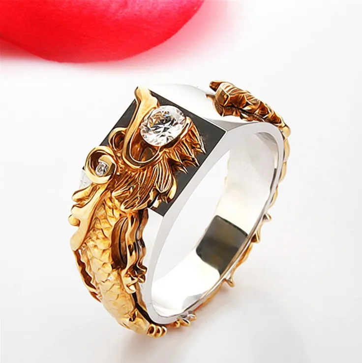 Dragon Ring Men 18k Gold Plated Diamond Ring Dragon For Men And Women