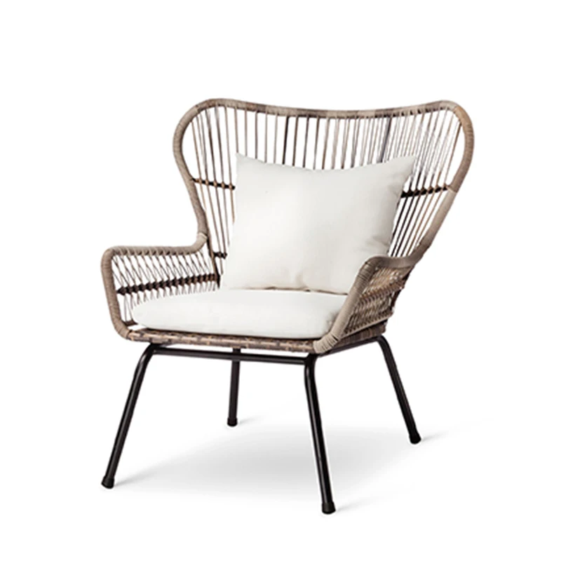 
Patio modern round rattan wicker handmade woven sofa chair metal legs for table 