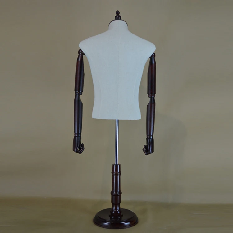 Adjustable Wooden Arms  Half Body Man Mannequin Male Torso Maniquies for Clothes Display