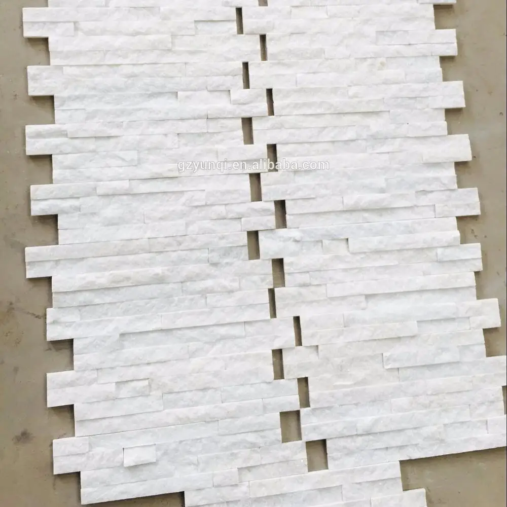 Pure White Quartz Natural Slate Stacked Stone Veneer wall Panels Cladding for decorative Landscape