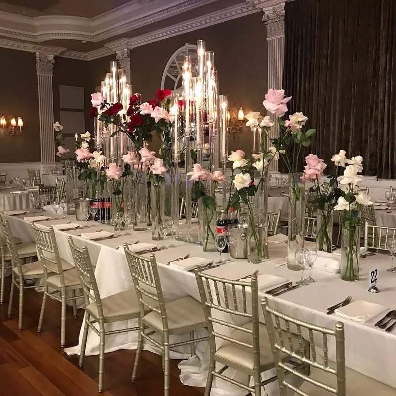 new wedding centerpiece tall glass tubes candle holder crystal candelabra 9 arms