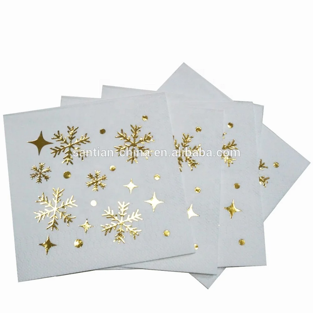 Luxury Wedding Favor Foil Napkins, Custom Gold Bronzing Printed Gold Foil  Servittes Paper Napkins