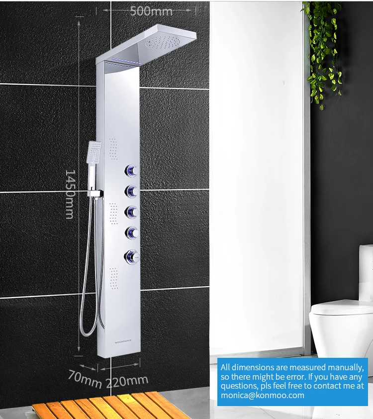 European matte stainless steel thermostatic wall-mounted massage shower shower panel