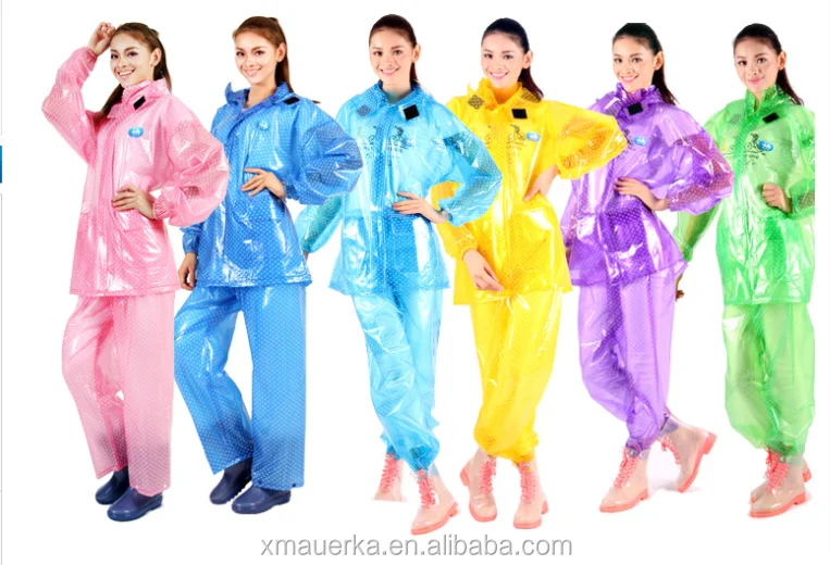 
2015 Fashion style PVC film raincoat/rainwear/rainsuit 