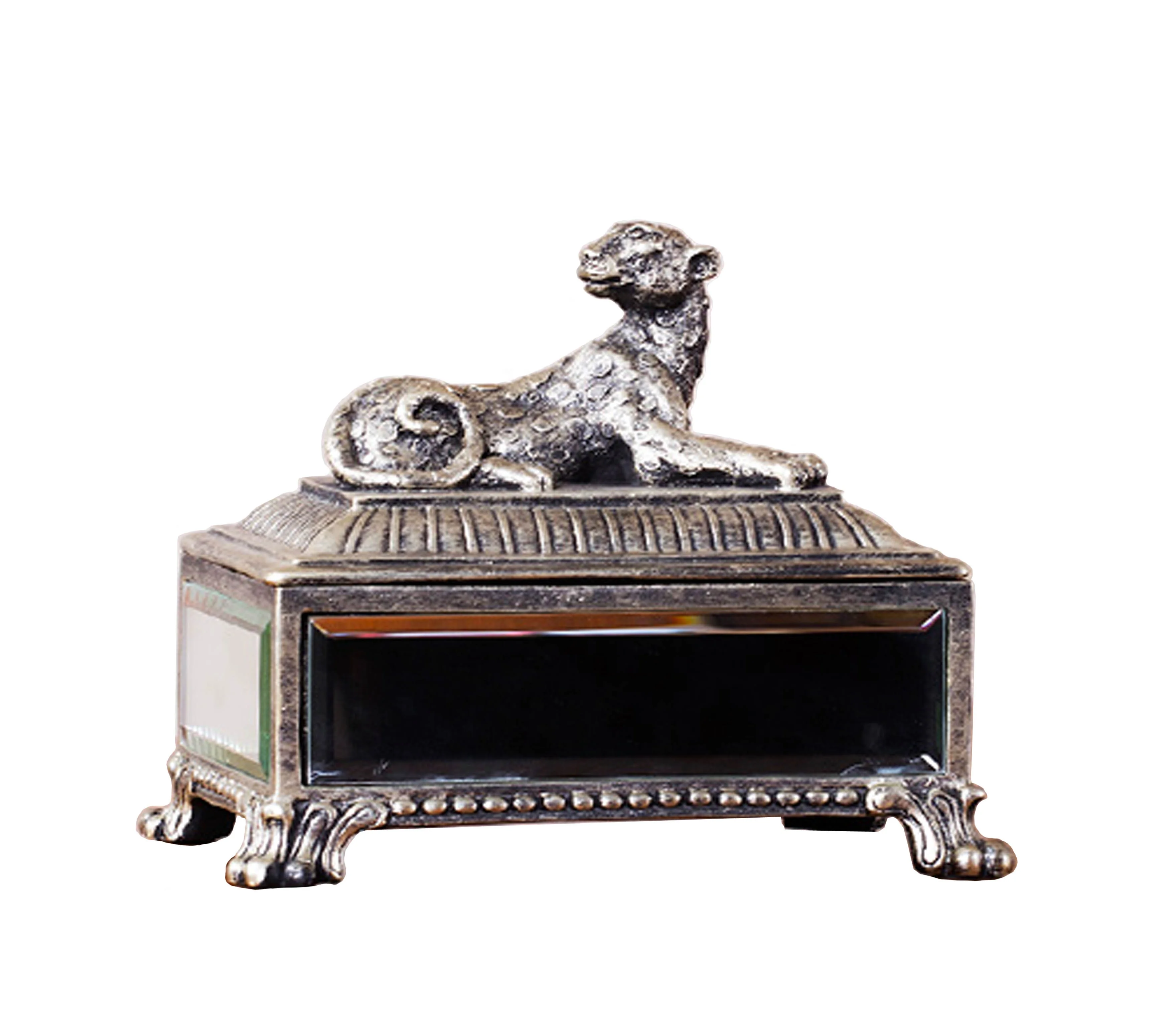 Attractive Ornate Silver Resin Trinket Box For House Decoration