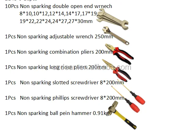 
Beryllium Bronze Tools Set Kit 15pcs , Explosion Proof , Nature color , With Plastic Bag 