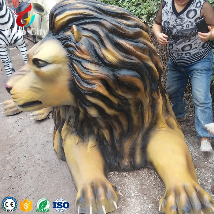 Outdoor Life Size Fiberglass Resin Lion Statue for Exhibition