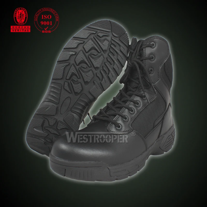 
Army boots black leather real soldier 