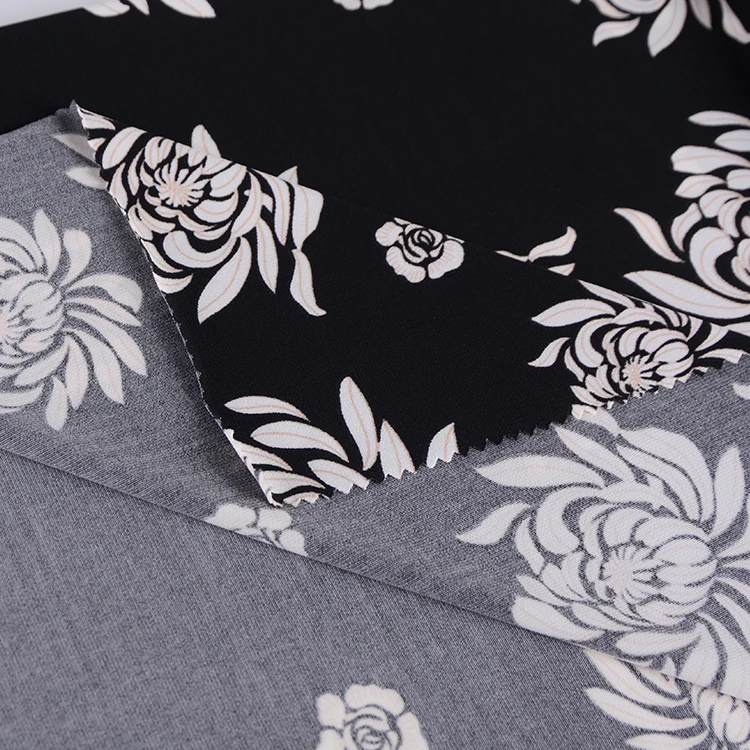 220GSM polyester elastic ITY screen flower printing fabric