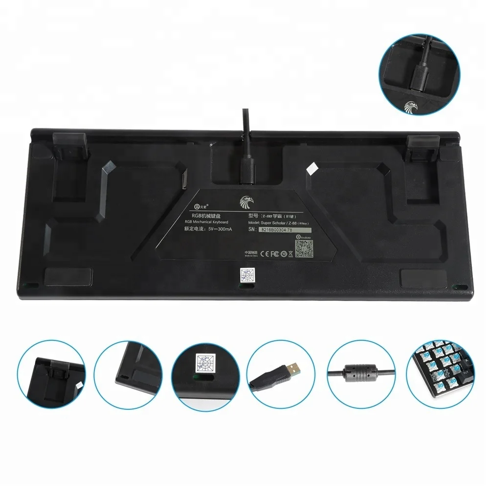 E-element Z-88 LED Backlit RGB Tenkeyless Gaming Mechanical Keyboard