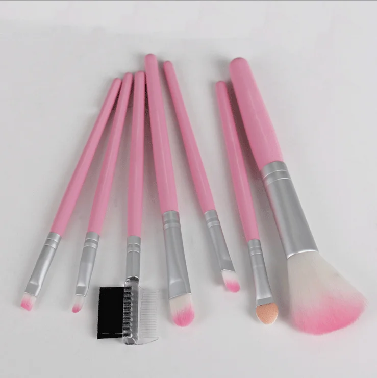 7 шт. розовая Кисть для макияжа в форме сердца девочки с упаковкой и расческа для ресниц и бровей кисти для макияжа