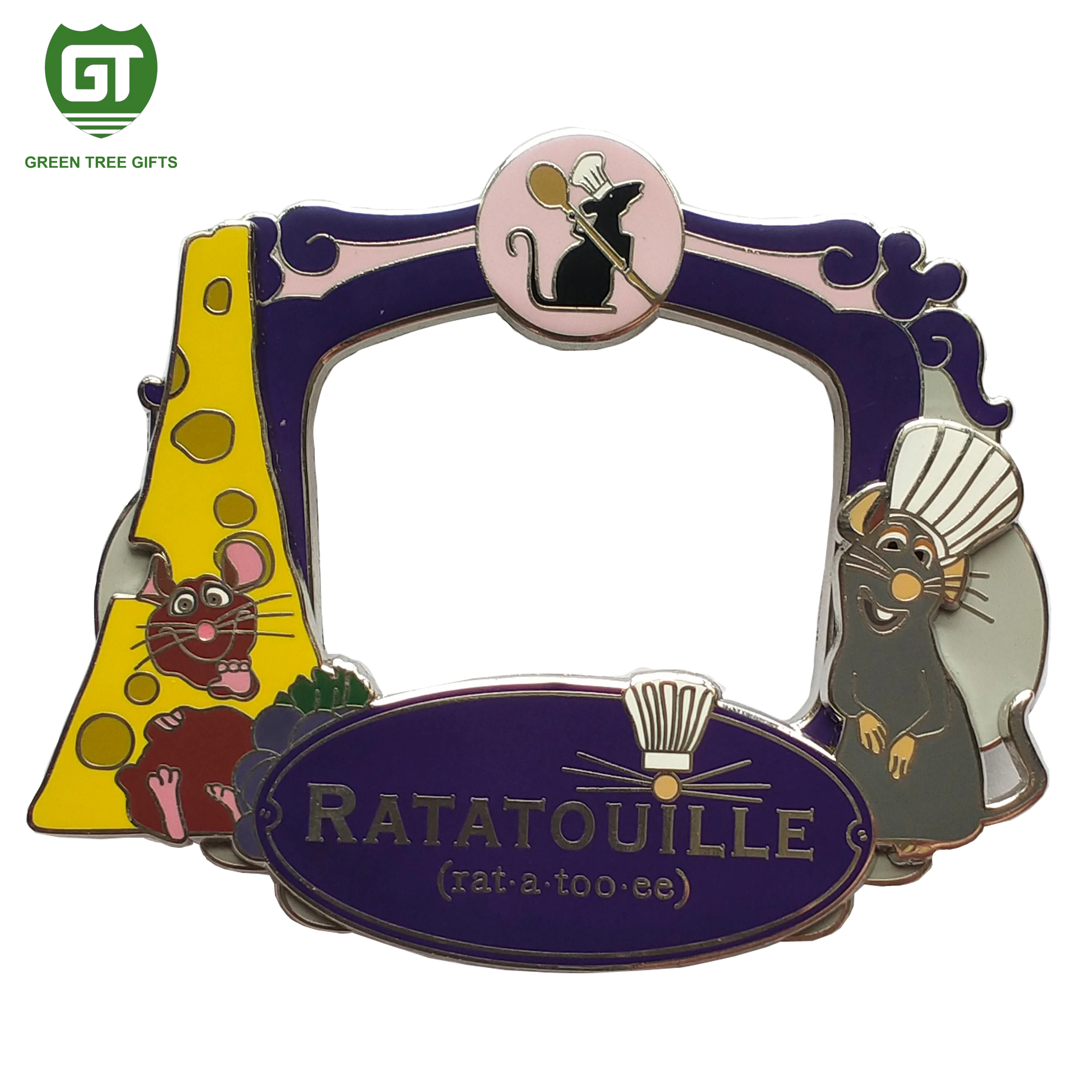 GreenTree custom photo frame 3D lapel pin on pin with rhinestone