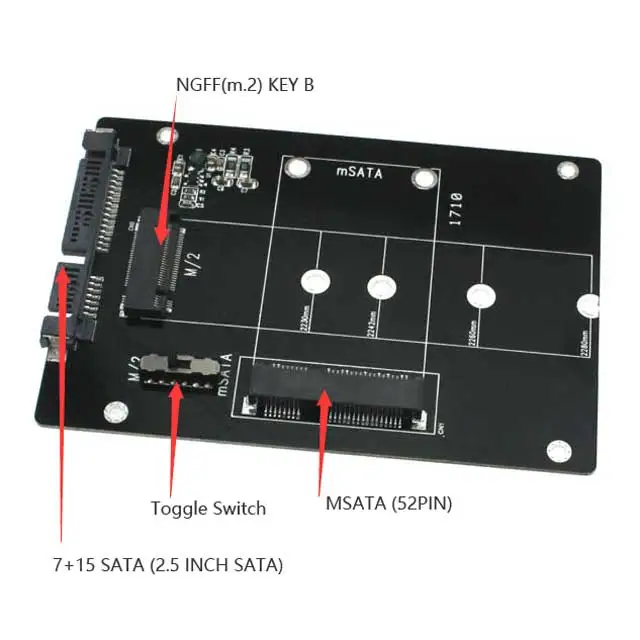 2 in 1 Combine Mini PCI-E M.2 NGFF & mSATA SSD To SATA 3.0 III Adapter PCB Card