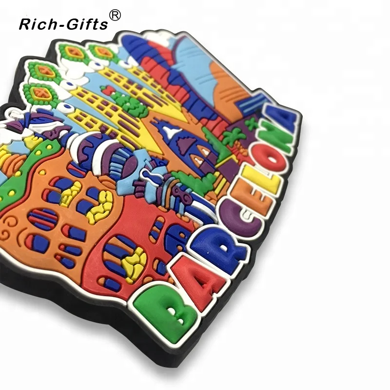 Customized Barcelona PVC Souvenir Magnets Europe