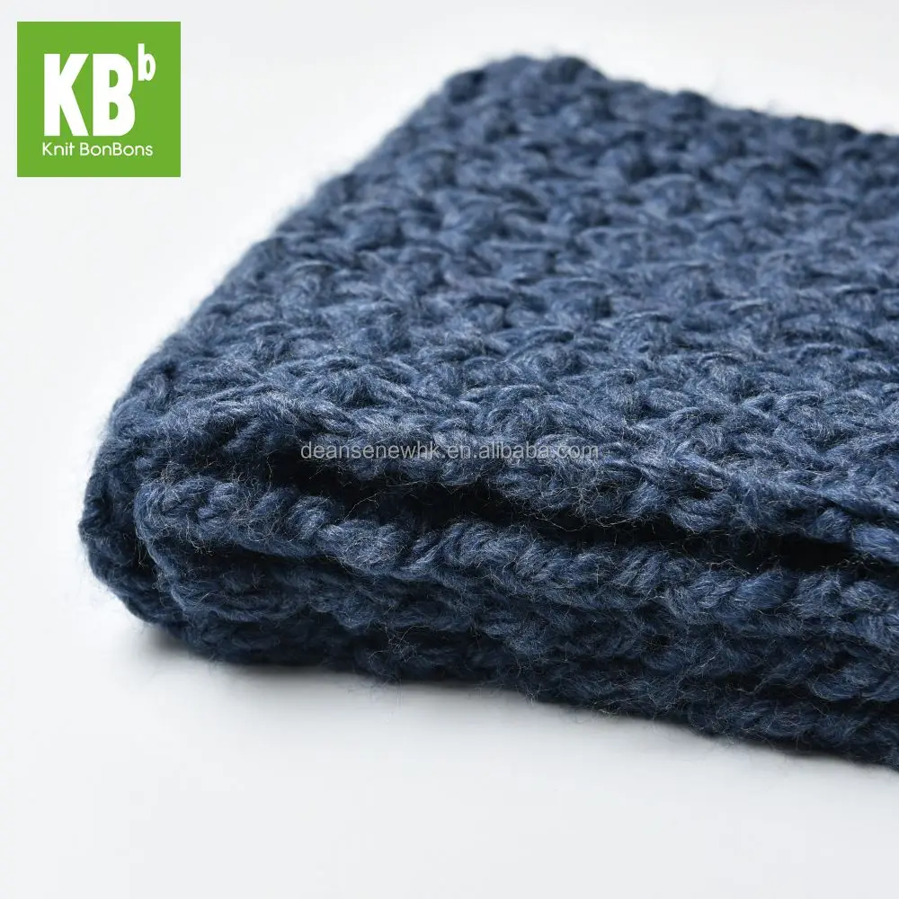 New Fashion Custom Made 100% Acrylic Thick Winter Unisex Adult Men Women Teen Knitted Blue Scarf With Pocket Muffler