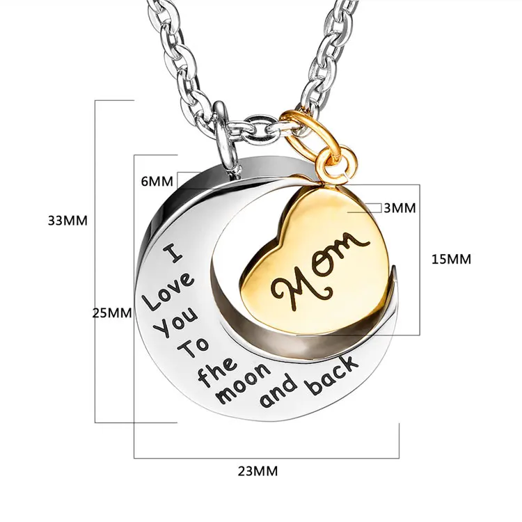 I Love You to the Moon and Back Cremation Pendant Necklace