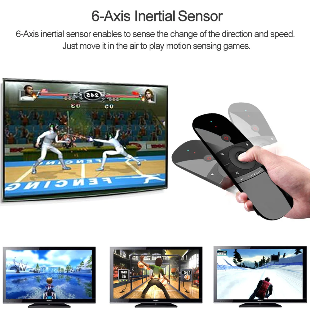W1 MINI 2.4G Wireless Keyboard 6-Axis Motion Sense Air Mouse IR Learning Remote Control for Smart TV Android TV BOX Laptop PC
