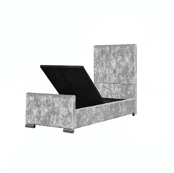 Bedroom furniture grey crushed velvet upholstered bed