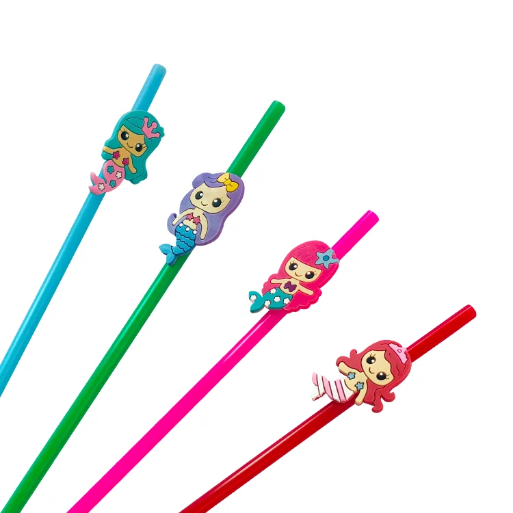 4 шт./компл. креативные милые трубочки для напитков из ПВХ в виде русалки для детей на день рождения, детские товары для рождественской вечеринки