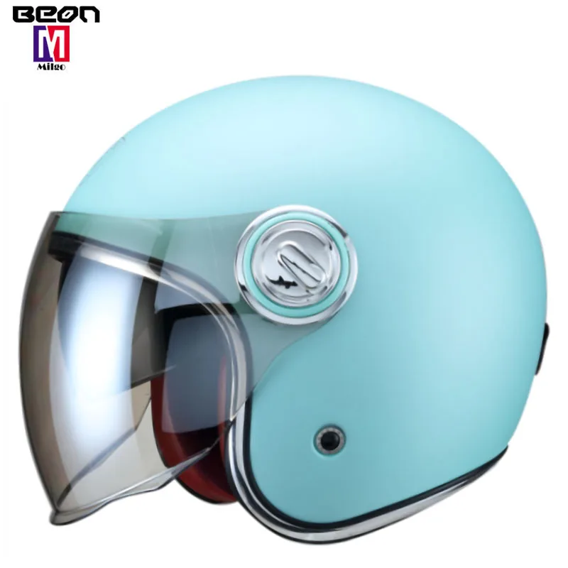 BEON B108 Motorcycle Retro Vintage Cruiser Chopper Scooter Cafe Racer Cascos Moto Helmet 3/4 Open Face Helmet with double visors