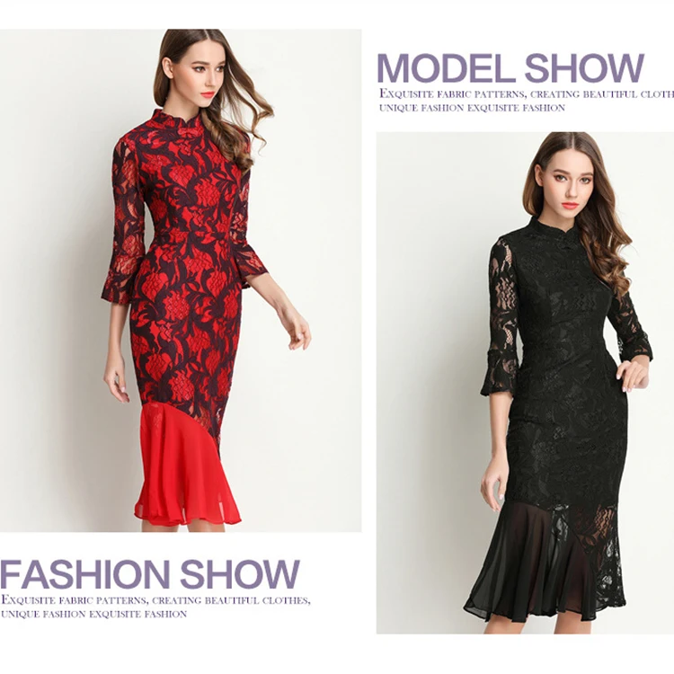 
Wholesale Newest Design High Quality Red and Black Bougainvillea polyester lace fabric for Making Costume 