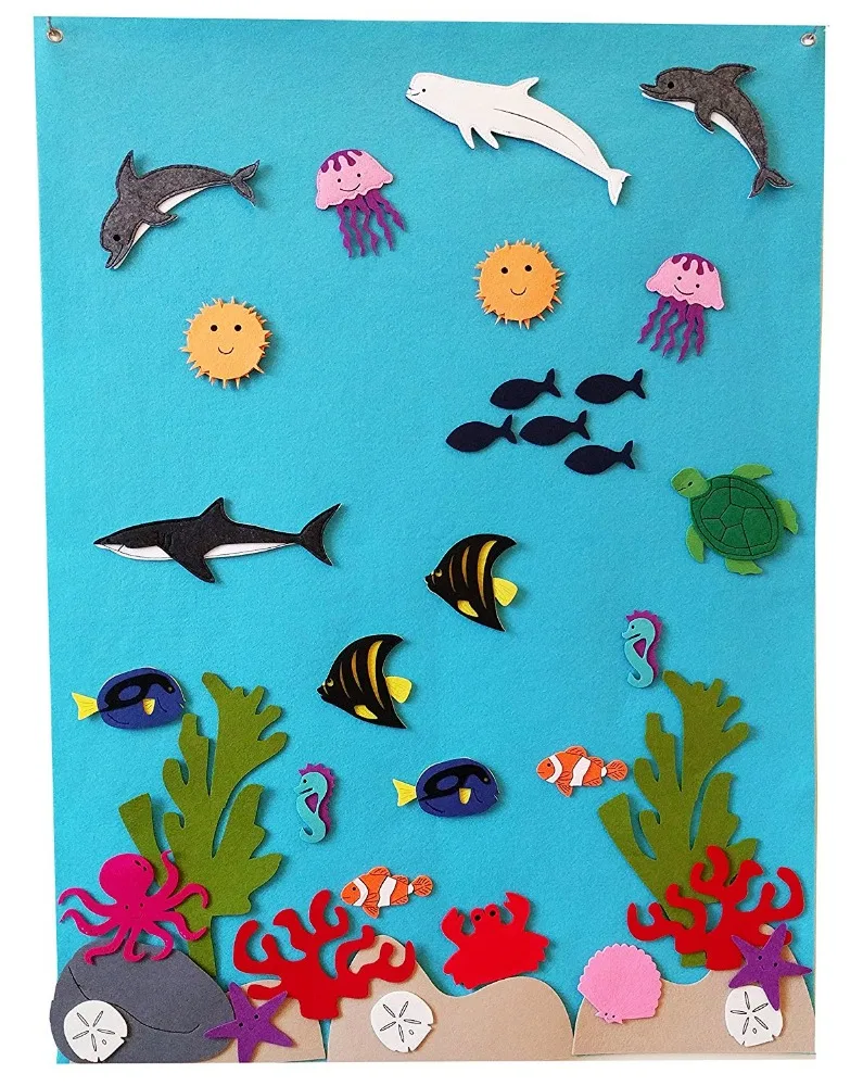 Felt Flannel Board Under the Sea Ocean Aquarium Fish Animals Deluxe Set Giant 3.5 Ft 50+ Pieces Wall Hanging